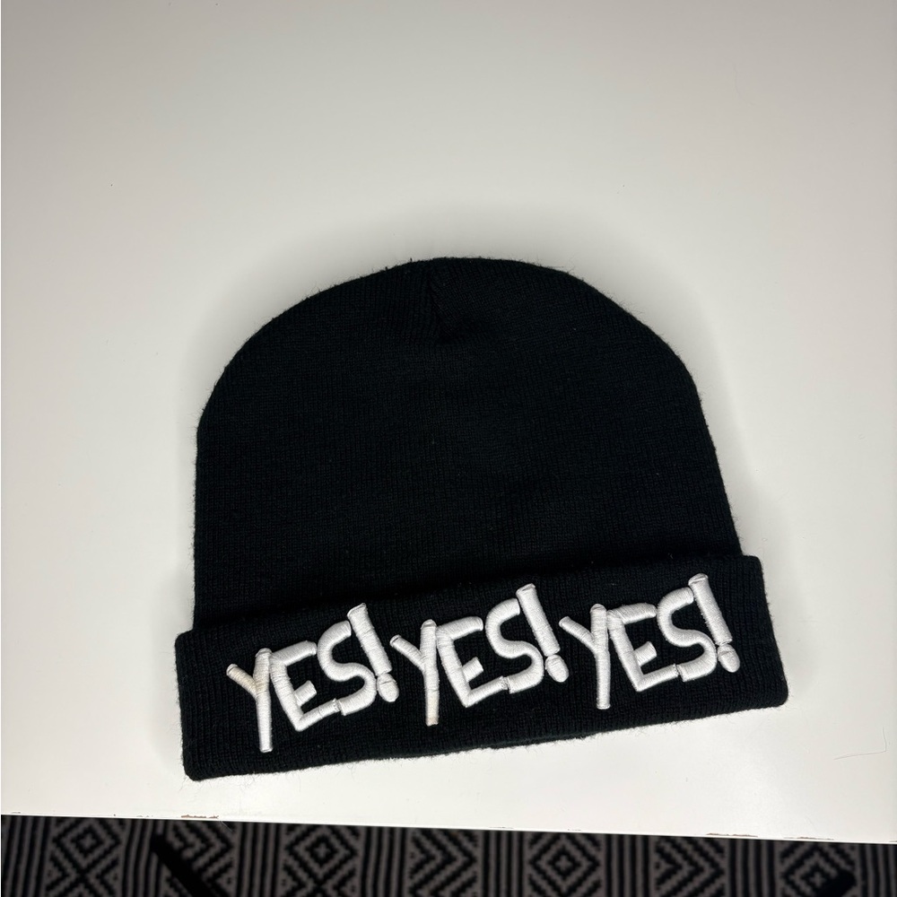 WWE Black Beanie with White 'YES!' Embroidery